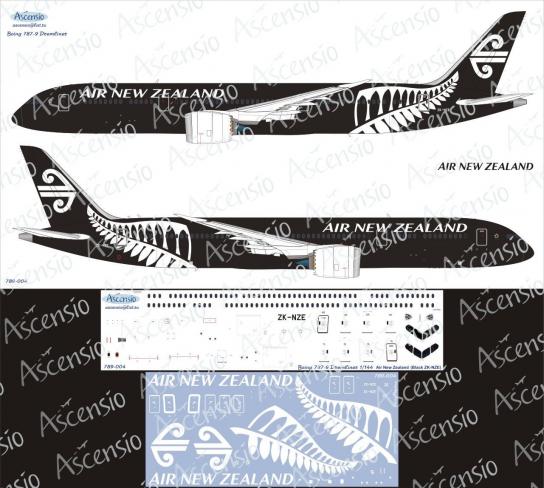 Ascensio 1/144 Air New Zealand 787-9 Black Decal Set image