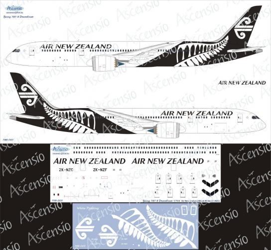 Ascensio 1/144 Air New Zealand 787-9 Black/White Decal Set image