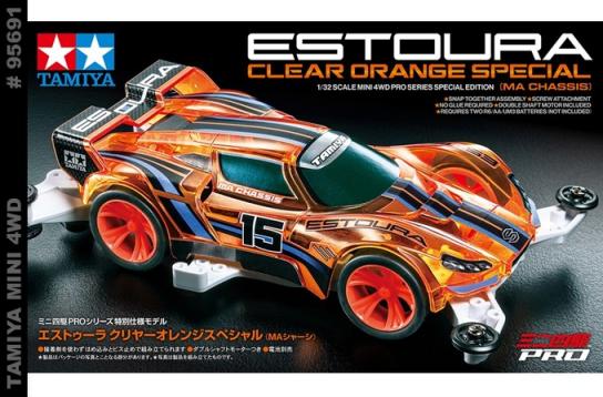 Tamiya 1/32 Estoura Clear Orange Special Edition Mini 4WD MA Chassis image