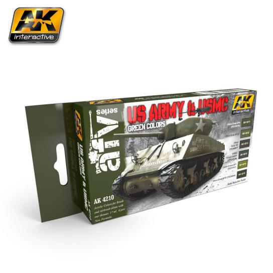 AK Interactive US Army & USMC Green Colours Set image