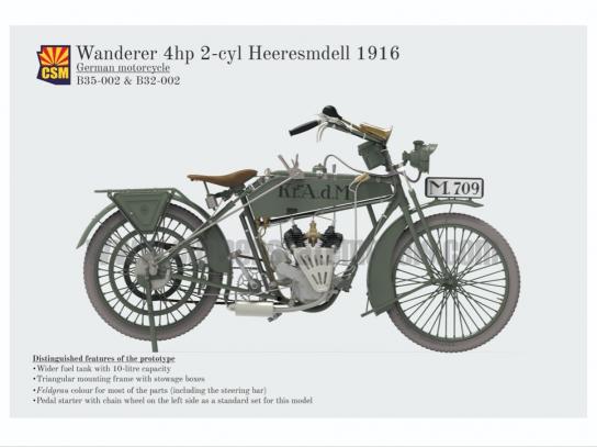 CSM 1/35 Wanderer 4hp 2-cyl Heeresmdell 1916 German Motorcycle image