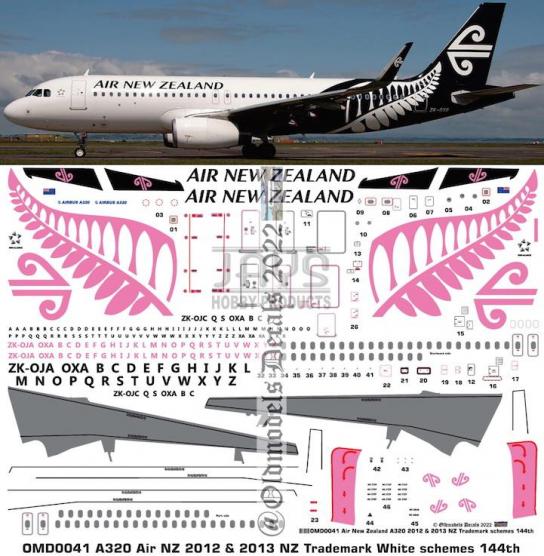 OMD 1/144 Airbus A320 Air New Zealand Decal Set image