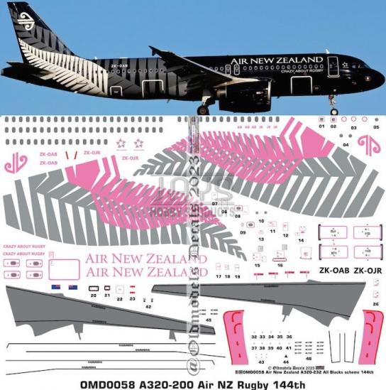 OMD 1/144 Airbus A320-200 Air New Zealand Decal Set image