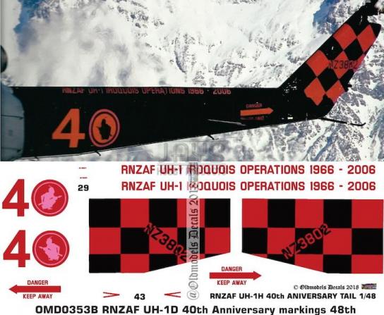 OMD 1/48 UH-1D/H Royal New Zealnd Air Force Decal Set image