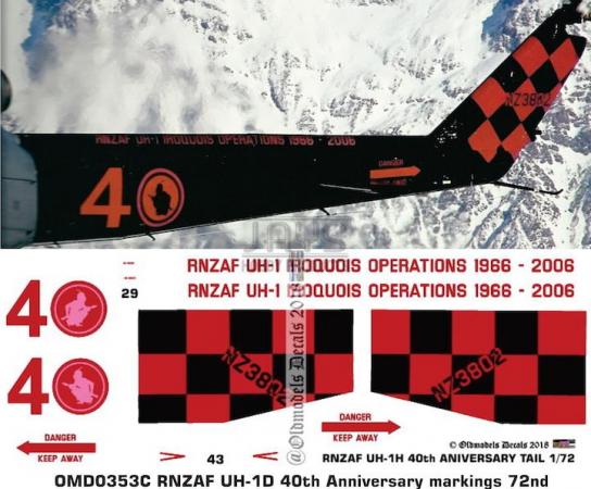 OMD 1/72 UH-1D/H Royal New Zealand Air Force Decal Set image