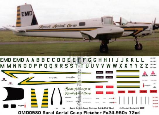 OMD 1/72 Fletcher Fu-24-950 Rural Aerial Co-Op Decal Set image