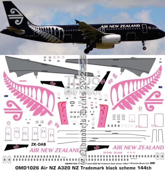 OMD 1/144 Airbus A320 Air New Zealand Decal Set image