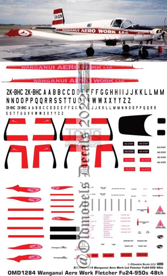 OMD 1/48 Fletcher Fu-24-950 Wanganui Aero Work Decal Set image