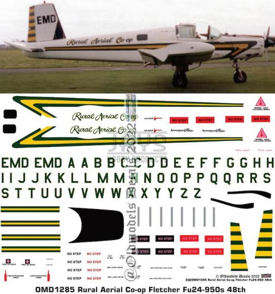 OMD 1/48 Fletcher Fu-24-950 Rural Aerial Co-Op Decal Set image