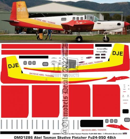 OMD 1/48 Fletcher FU-24-950 Abel Tasman Skydive Decal Set image