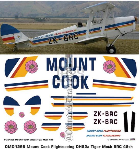 OMD 1/48 DH.82A Tiger Moth Mount Cook Flightseeing Decal Set image