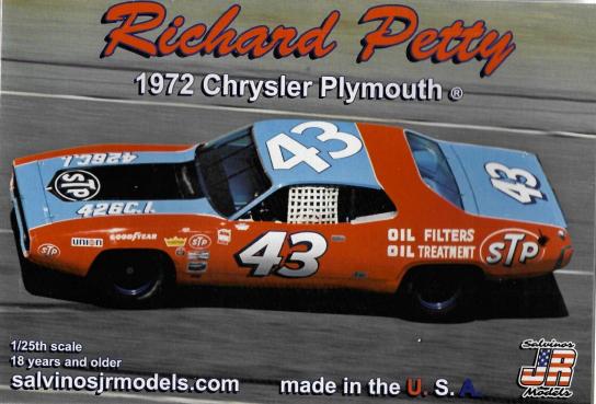 Salvinos Jr 1/25 Richard Petty 1972 Plymouth Chrysler Daytona Car image