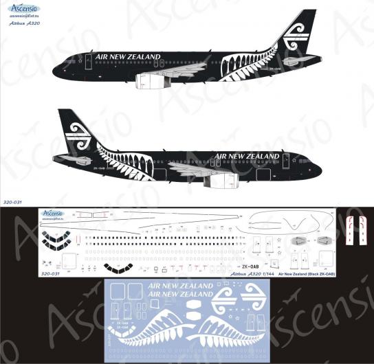 decal 1:144 PAS-Decals #321-19 Airbus A321 NEO Air New Zealand Black 