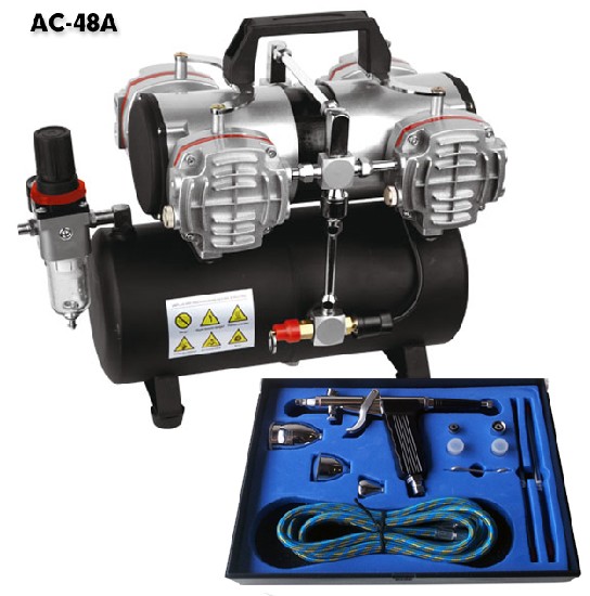 Fengda Two Switch Compressor with Tank & Pistol Airbrush Set image